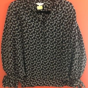 Rebecca Taylor Rue Floral Print Tie Cuff Blouse